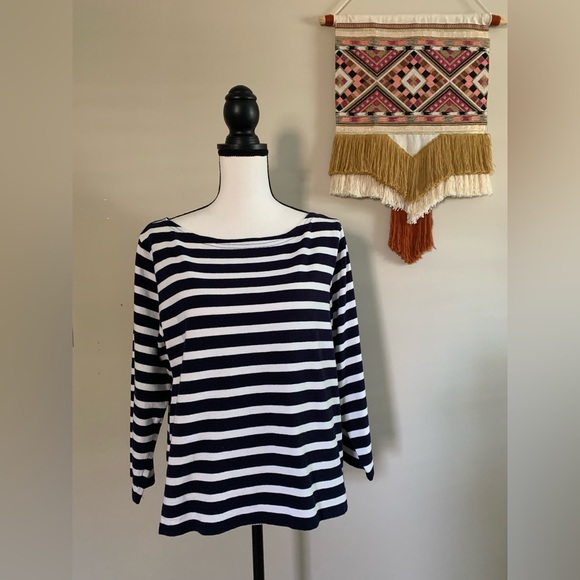 J. Crew Tops - J Crew size large striped shirt EUC